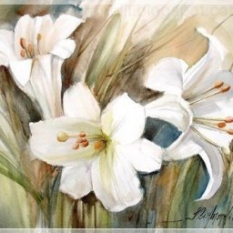 Лилии aквapeлью