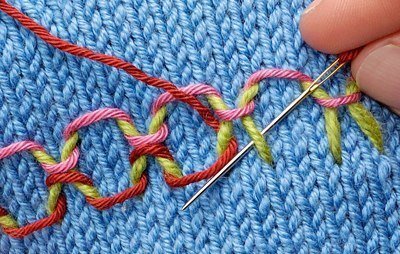 Схемы швов: вышивка полос на трикотаже