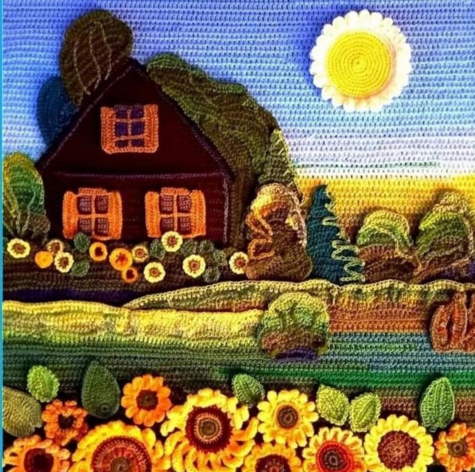 Идеи шикарных картин связанных крючком