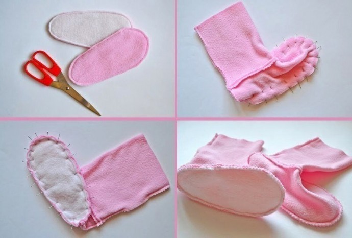 Шьем из флиса домашние сапожки-зайчики