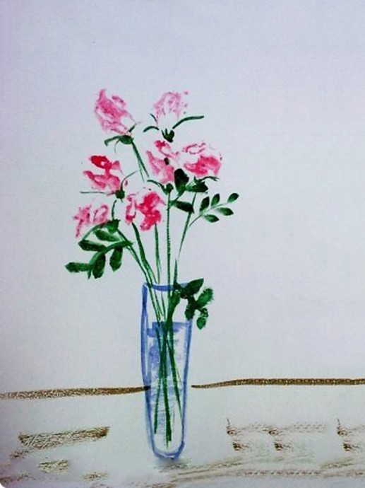 Рисуем цветы при помощи смятой бумаги