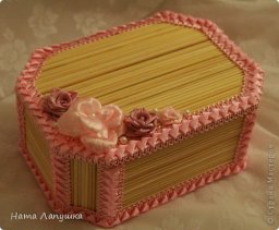 Шкатулка из шпажек "Розовое настроение"