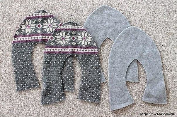 Тапочки из старого свитера