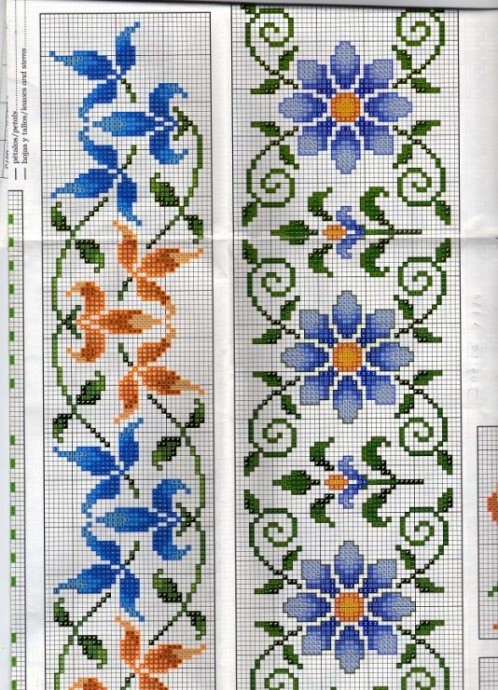 Цветочные орнаменты и бордюры: подборка схем Цветочные орнаменты и бордюры: подборка схем