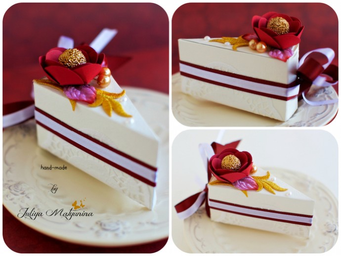 Подарочные коробочки в виде кусочка торта: схема