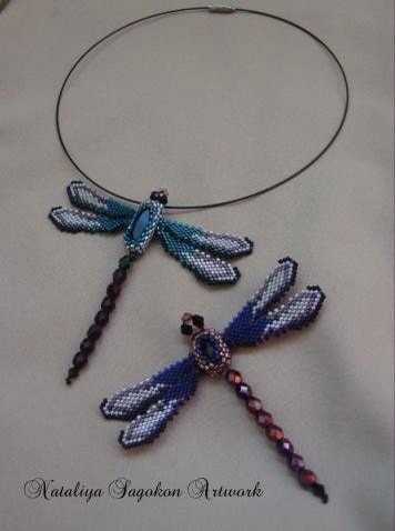 Интерьерные стрекозы из бисера