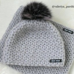 ​Шапка крючком интересным узором "Звёзды"