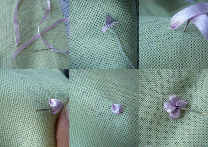 Как сделать объемную вышивку лентами