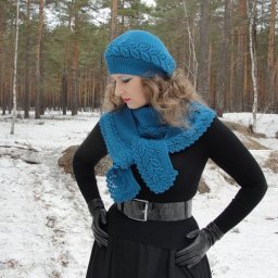 Красивый узор с листьями для шали и берета