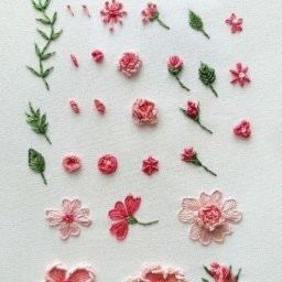 Множество стежков для цветочной вышивки