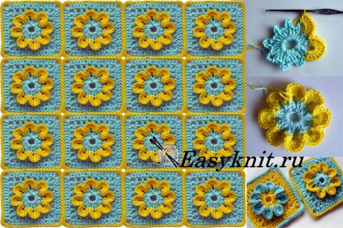 Квадратный мотив с подсолнухом