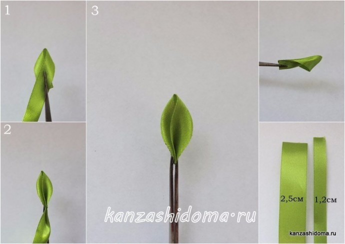 Нежные розочки из лент