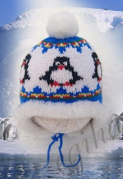 Вяжем тёплый зимний комплект со снегирями и пингвинами