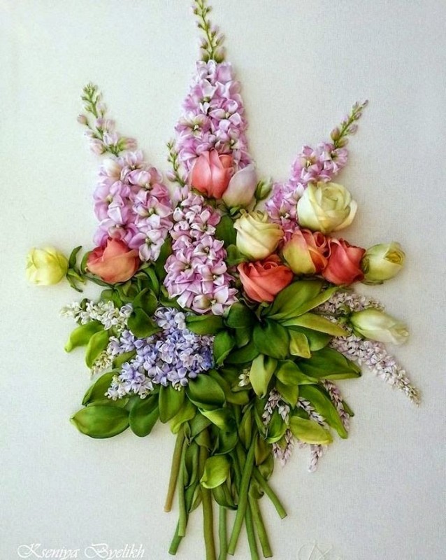 Вышивка лентами цветов: удивительные идеи