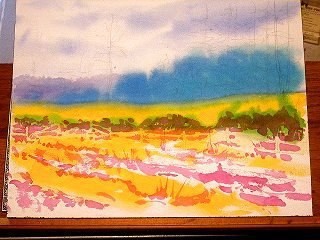 Акварельный пейзаж "Придорожные ели"