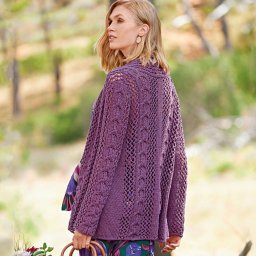 ​Кардиган с «косами» и сетчатым узором