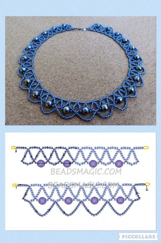 Колье из бисера и бусин