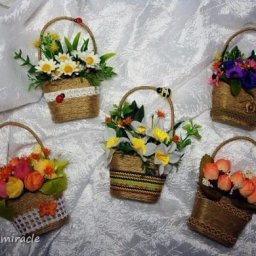 Корзинка с цветами: магнит на холодильник