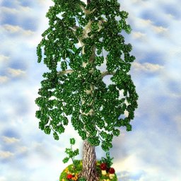 Зелёное деревце из бисера