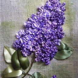 Кисть сирени из атласных лент