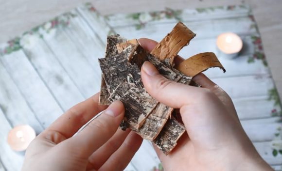 Подсвечник из веток и мешковины