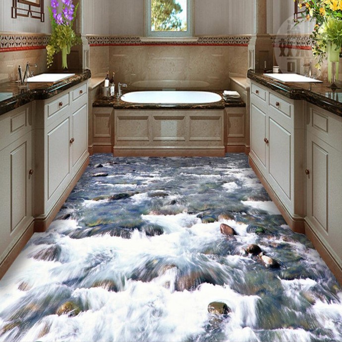 Реалистичный 3D пол в ванной Реалистичный 3D пол в ванной