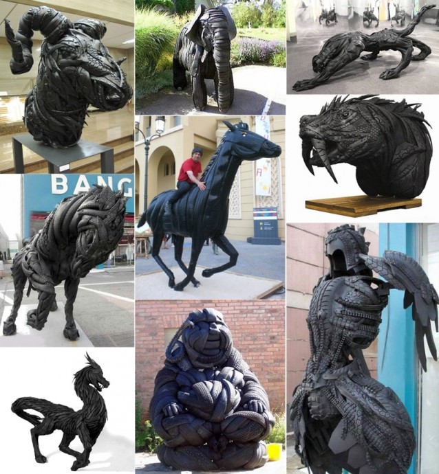 Животные из старых шин: неожиданные идеи для творчества