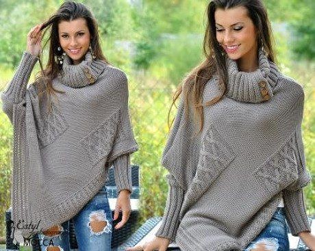 Интересная идея пончо с рукавами