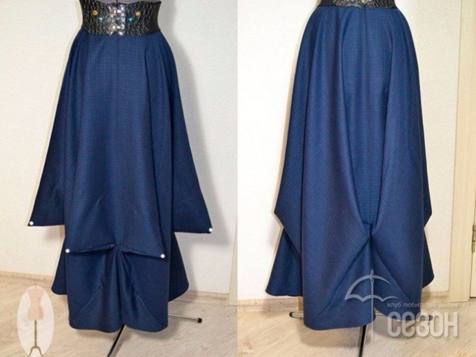 ​Интересная юбка-солнце на основе квадратов