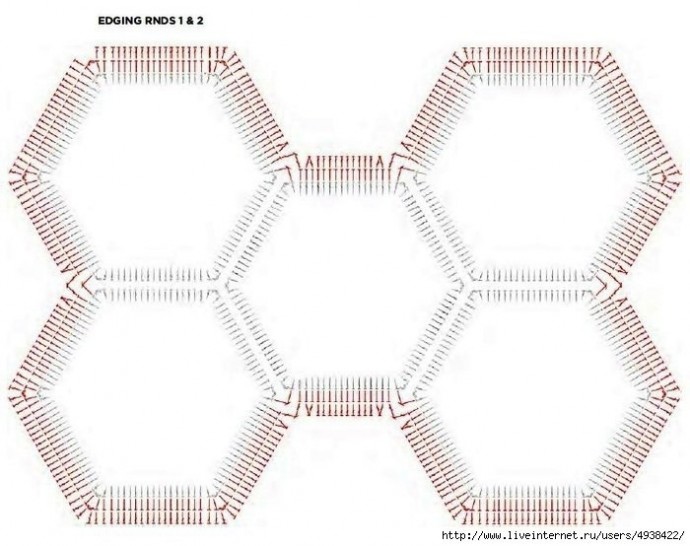 Покрывало из шестиугольных мотивов