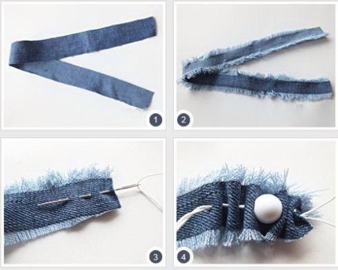 Браслет из джинсовой ткани