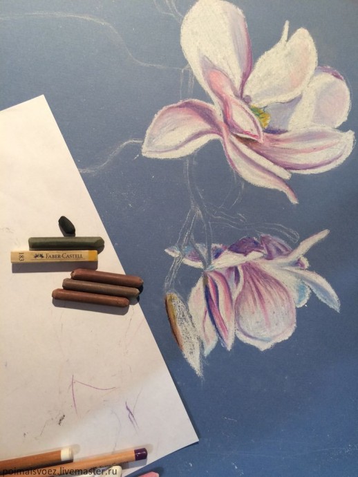 Рисование пастелью магнолии Рисование пастелью магнолии