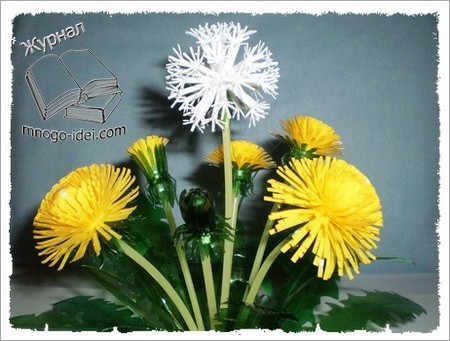 Одуванчик из бутылок