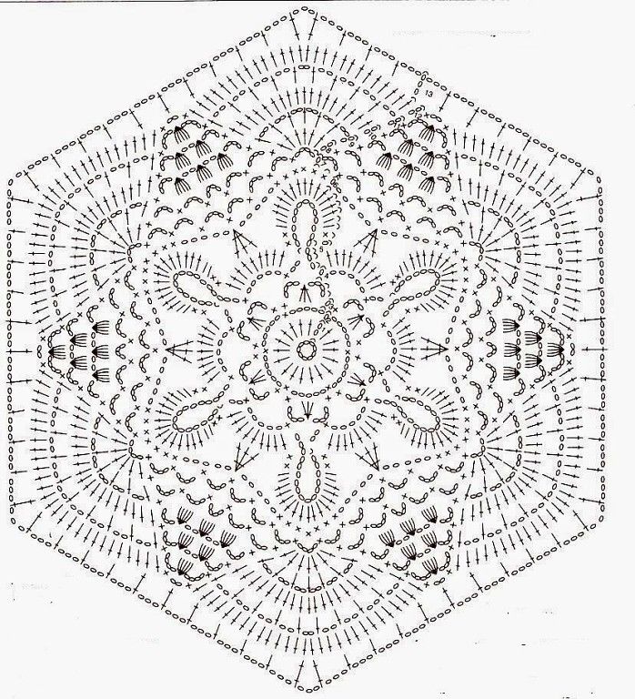 Шестиугольные мотивы крючком