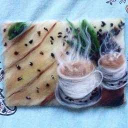 "Кофейный уголок" - картина из шерсти своими руками: мастер-класс