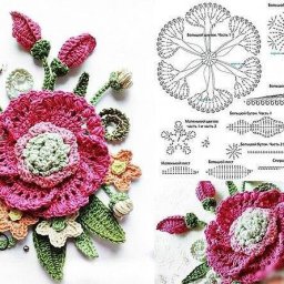 ​Объёмные вязаные цветочки