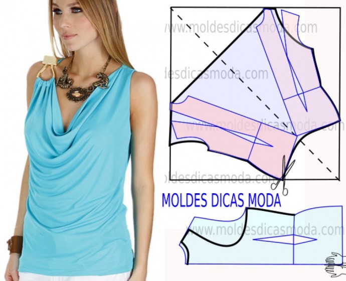 Моделирование летней блузы с воротником "качели"