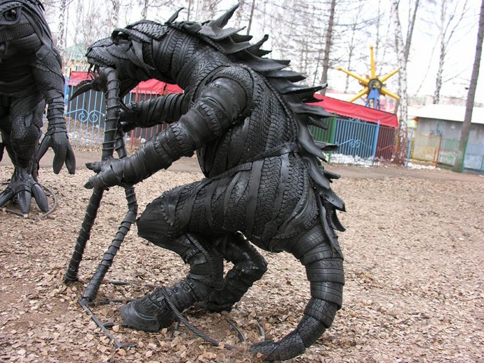 Животные из старых шин: неожиданные идеи для творчества