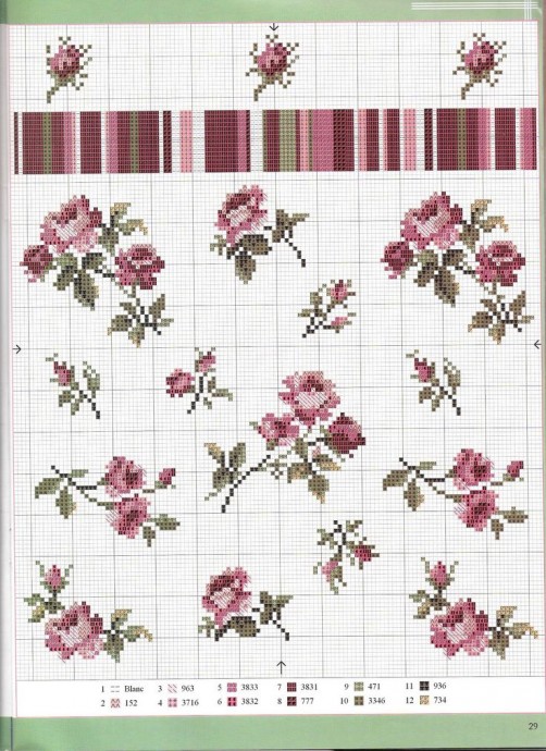 Вышивка миниатюрных розочек