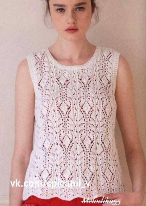 Ажурная двойка - топ и жакет спицами