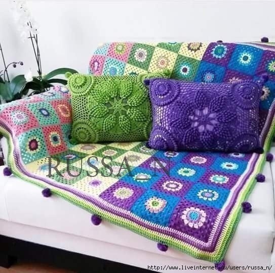 Чехол на подушку крючком