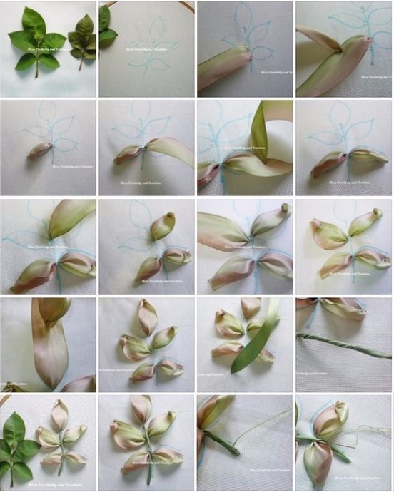 Вышивка лентами разных цветов: мастер-класс