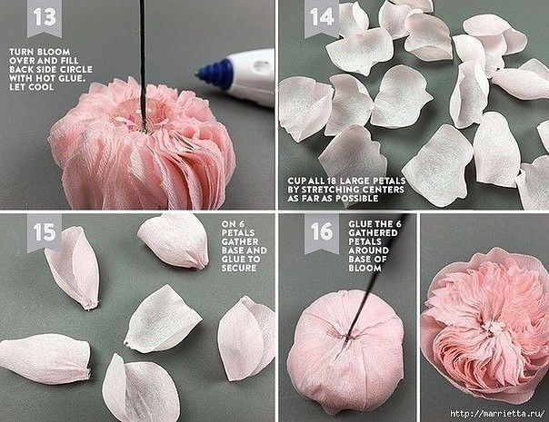 Розa из гофрированной бумаги