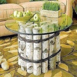 Эко-интерьер с использованием старый пней и поленьев