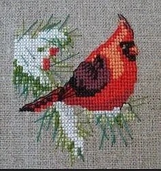 Зимние птицы: вышивка крестиком