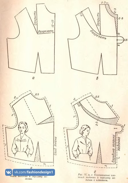 Перемещение вытачек из книги "100 фасонов женского платья", 1961