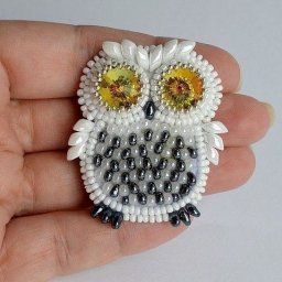 Брошь из бисера "Полярная сова"