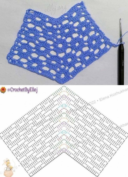 Красивые угловые повороты в ажурном вязании