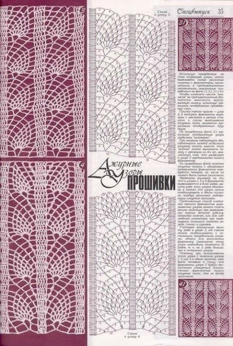 Большая подборка красивых ажурных узоров крючком