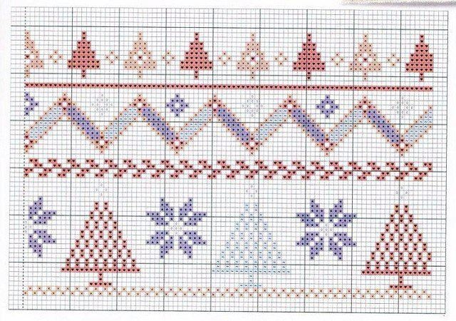 Зимние мотивы: схема для вышивки крестом